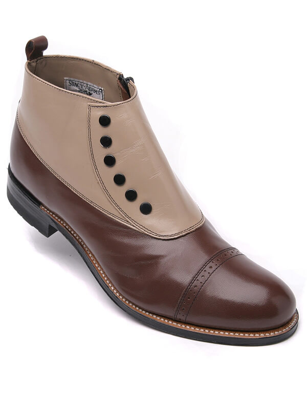 Stacy Adams Mens Madison Brown Multi Leather Spat Buttons Side Zipper Dress Boot