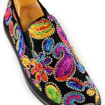 Fiesso Mens Multicolor Floral Stitch Embellishment Fashion Casual Slip On Shoe